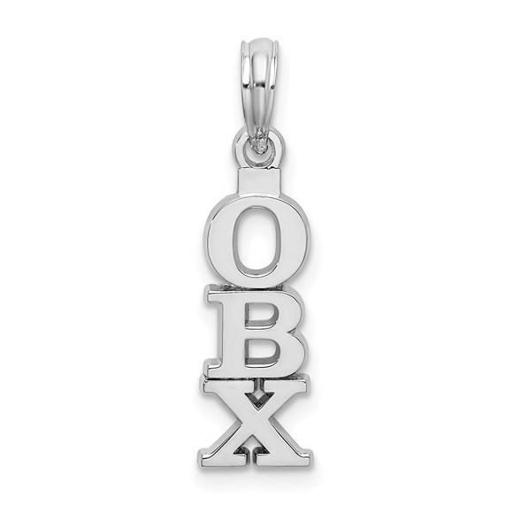 Sterling Silver Mini Travel Theme Polished Vertical OBX Necklace Charm Pendant - Picture 1 of 5